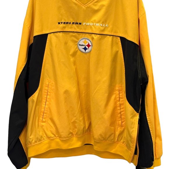 Reebok NFL Jacket Mens XL Yellow Pittsburgh Steelers Pullover Windbreaker - Picture 4 of 9